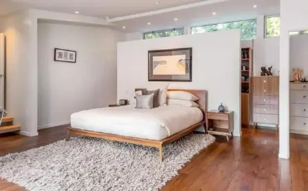 wooden floors in the bedroom